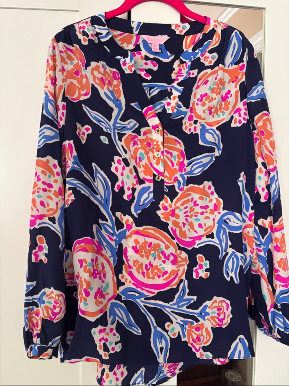 Lilly Pulitzer Alexandra Bright Navy PomPoms Top